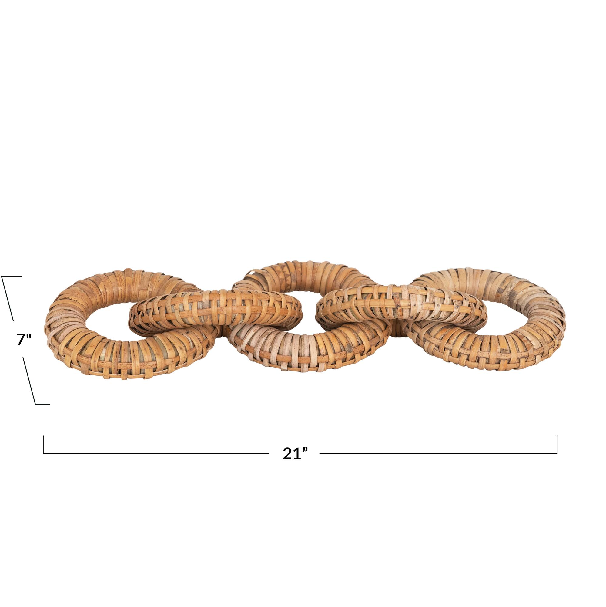 Hello Honey® 21" 5-Link Rattan Wrapped Mango Wood Chain